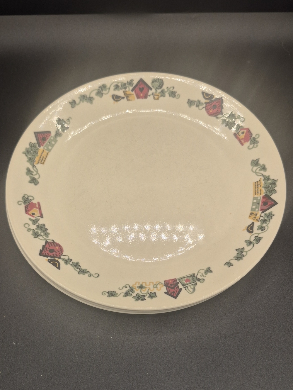 Vintage Corelle Garden Home Cream Dinner Plates